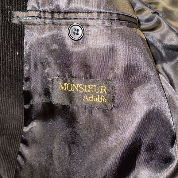 Monsieur Adolfo 49L-50L Black Corduroy Blazer Sport Jacket - Picture 9 of 9